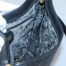 GUCCI Micro GG Supreme Shoulder Bag PVC Black Gold Auth MX332-19