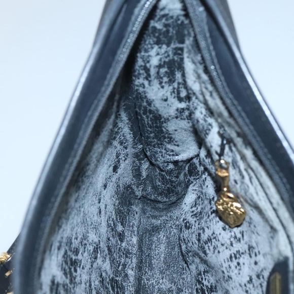 GUCCI Micro GG Supreme Shoulder Bag PVC Black Gold Auth MX332