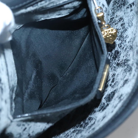 GUCCI Micro GG Supreme Shoulder Bag PVC Black Gold Auth MX332