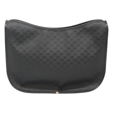 GUCCI Micro GG Supreme Shoulder Bag PVC Black Gold Auth MX332 - 0