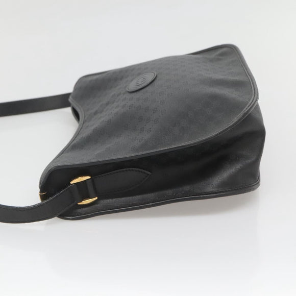 GUCCI Micro GG Supreme Shoulder Bag PVC Black Gold Auth MX332