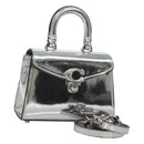 Coach Hand Bag Leather 2way Silver Auth MX335-1