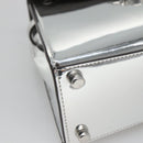 Coach Hand Bag Leather 2way Silver Auth MX335-14