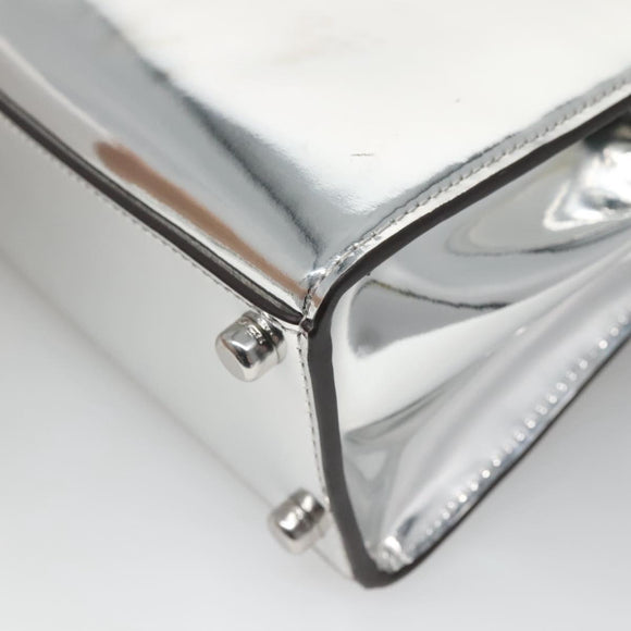 Coach Hand Bag Leather 2way Silver Auth MX335