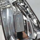 Coach Hand Bag Leather 2way Silver Auth MX335-10