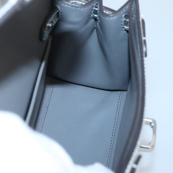Coach Hand Bag Leather 2way Silver Auth MX335