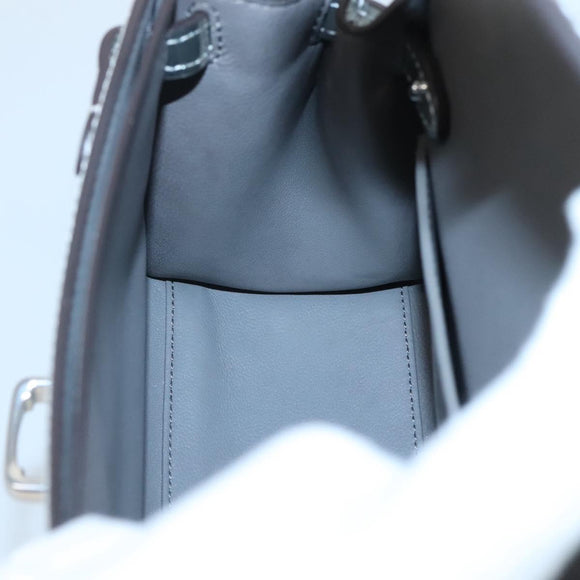Coach Hand Bag Leather 2way Silver Auth MX335