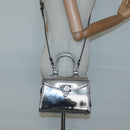 Coach Hand Bag Leather 2way Silver Auth MX335-23