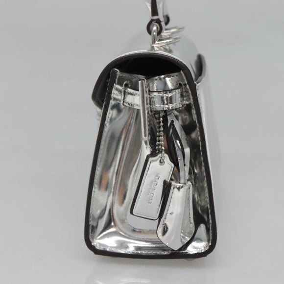 Coach Hand Bag Leather 2way Silver Auth MX335