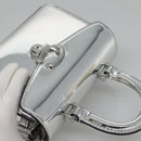 Coach Hand Bag Leather 2way Silver Auth MX335-6
