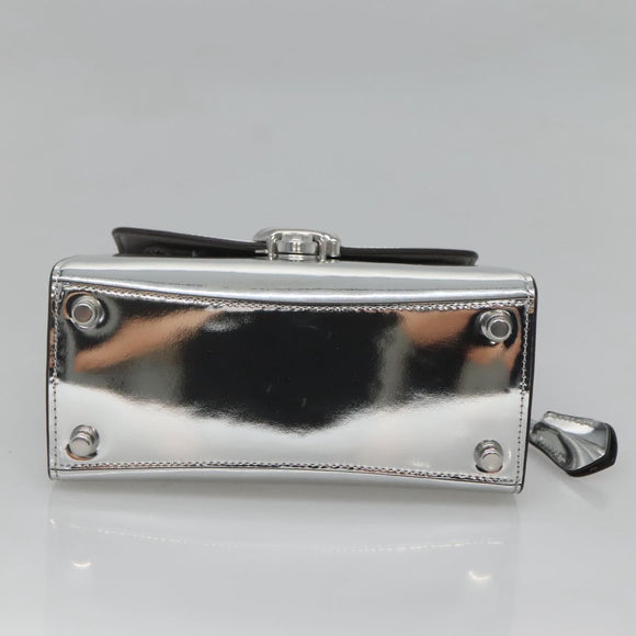Coach Hand Bag Leather 2way Silver Auth MX335
