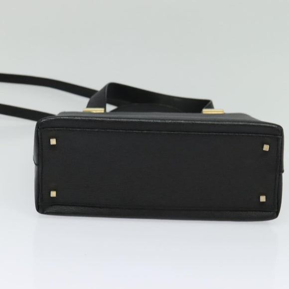 Salvatore Ferragamo Hand Bag Leather 2way Black Gold Auth MX347