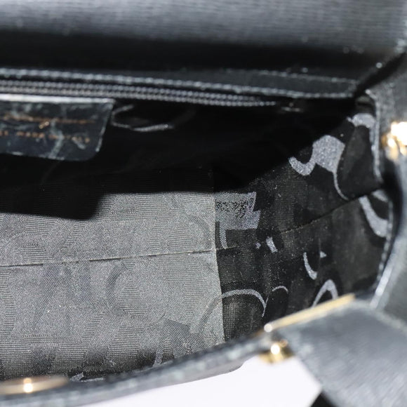 Salvatore Ferragamo Hand Bag Leather 2way Black Gold Auth MX347