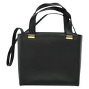 Salvatore Ferragamo Hand Bag Leather 2way Black Gold Auth MX347-13