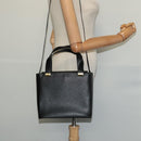 Salvatore Ferragamo Hand Bag Leather 2way Black Gold Auth MX347-21