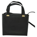 Salvatore Ferragamo Hand Bag Leather 2way Black Gold Auth MX347-2