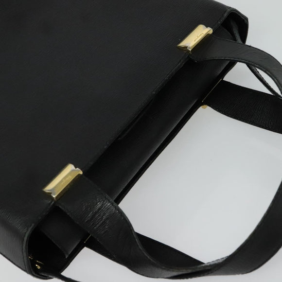 Salvatore Ferragamo Hand Bag Leather 2way Black Gold Auth MX347