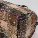 BURBERRY Nova Check Hand Bag Wool Beige Gold Auth MX350-10