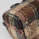 BURBERRY Nova Check Hand Bag Wool Beige Gold Auth MX350-13