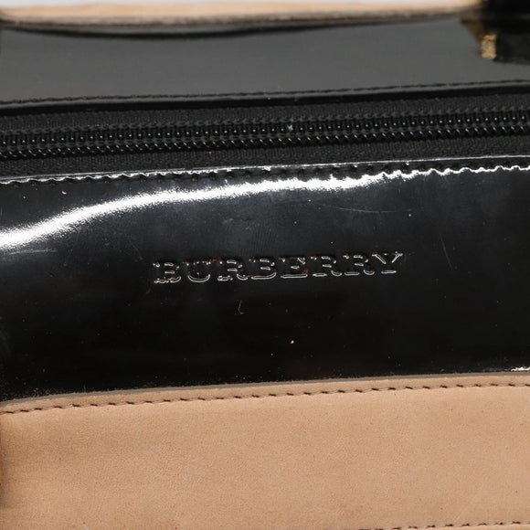 BURBERRY Nova Check Hand Bag Wool Beige Gold Auth MX350