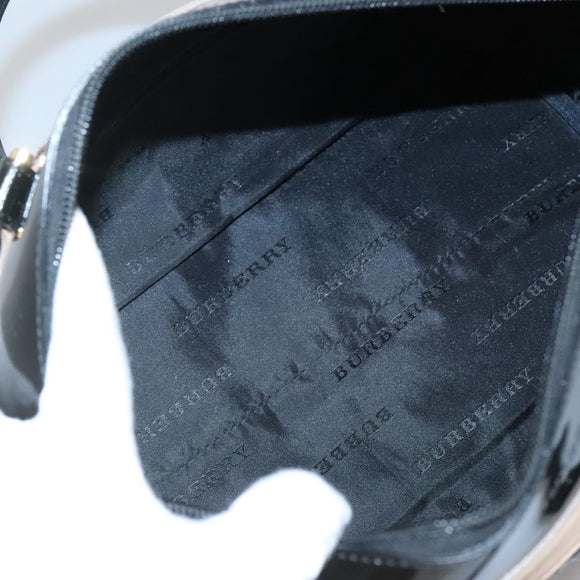 BURBERRY Nova Check Hand Bag Wool Beige Gold Auth MX350