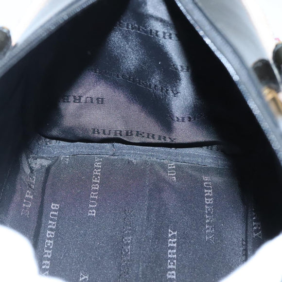 BURBERRY Nova Check Hand Bag Wool Beige Gold Auth MX350