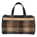 BURBERRY Nova Check Hand Bag Wool Beige Gold Auth MX350-2