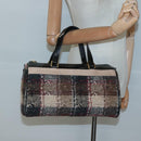 BURBERRY Nova Check Hand Bag Wool Beige Gold Auth MX350-20
