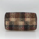 BURBERRY Nova Check Hand Bag Wool Beige Gold Auth MX350-9