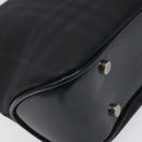 BURBERRY Nova Check Hand Bag PVC Navy Silver Auth MX352-15