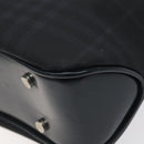 BURBERRY Nova Check Hand Bag PVC Navy Silver Auth MX352-16