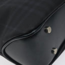 BURBERRY Nova Check Hand Bag PVC Navy Silver Auth MX352-9