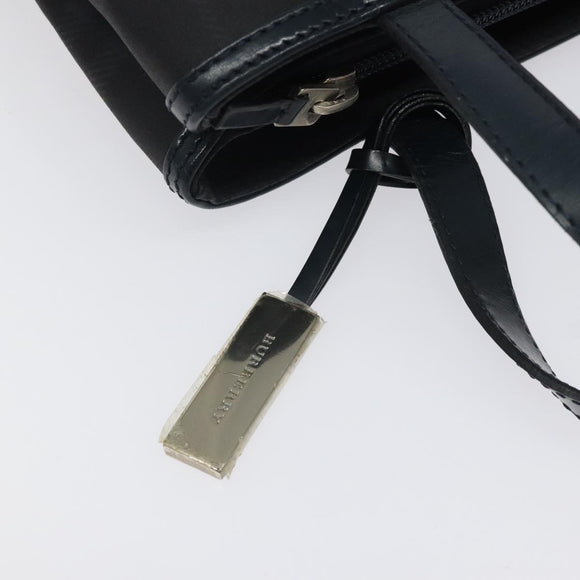 BURBERRY Nova Check Hand Bag PVC Navy Silver Auth MX352