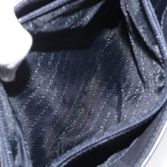 BURBERRY Nova Check Hand Bag PVC Navy Silver Auth MX352