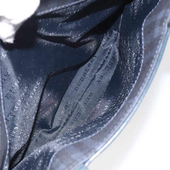 BURBERRY Nova Check Hand Bag PVC Navy Silver Auth MX352