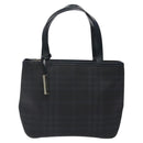 BURBERRY Nova Check Hand Bag PVC Navy Silver Auth MX352-13
