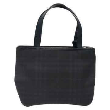BURBERRY Nova Check Hand Bag PVC Navy Silver Auth MX352 - 0