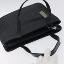 BURBERRY Nova Check Hand Bag PVC Navy Silver Auth MX352-6