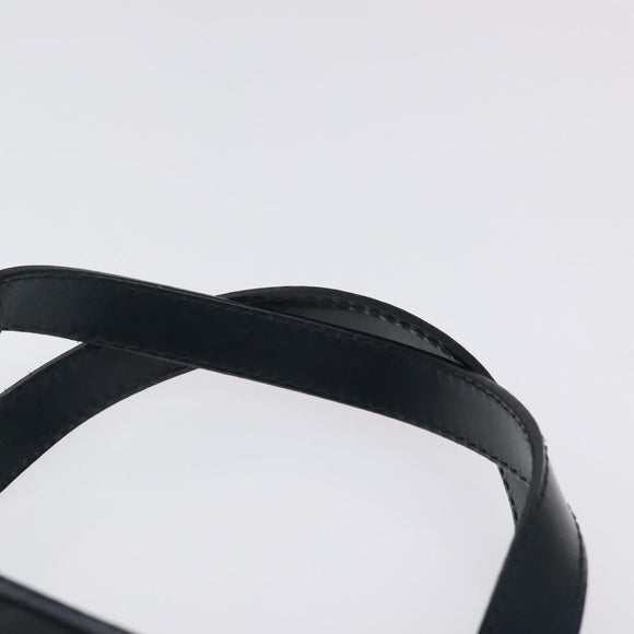 BURBERRY Nova Check Hand Bag PVC Navy Silver Auth MX352