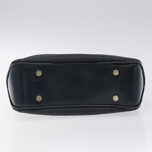 BURBERRY Nova Check Hand Bag PVC Navy Silver Auth MX352