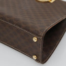 CELINE Macadam Canvas Hand Bag PVC Leather 2way Brown Gold Auth MX358-9