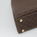 CELINE Macadam Canvas Hand Bag PVC Leather 2way Brown Gold Auth MX358-14