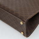 CELINE Macadam Canvas Hand Bag PVC Leather 2way Brown Gold Auth MX358-15