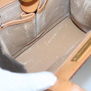 CELINE Macadam Canvas Hand Bag PVC Leather 2way Brown Gold Auth MX358-10