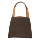 CELINE Macadam Canvas Hand Bag PVC Leather 2way Brown Gold Auth MX358-2