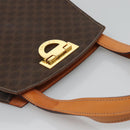 CELINE Macadam Canvas Hand Bag PVC Leather 2way Brown Gold Auth MX358-6