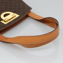 CELINE Macadam Canvas Hand Bag PVC Leather 2way Brown Gold Auth MX358-7