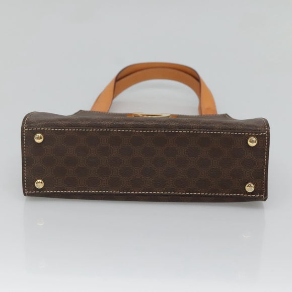 CELINE Macadam Canvas Hand Bag PVC Leather 2way Brown Gold Auth MX358