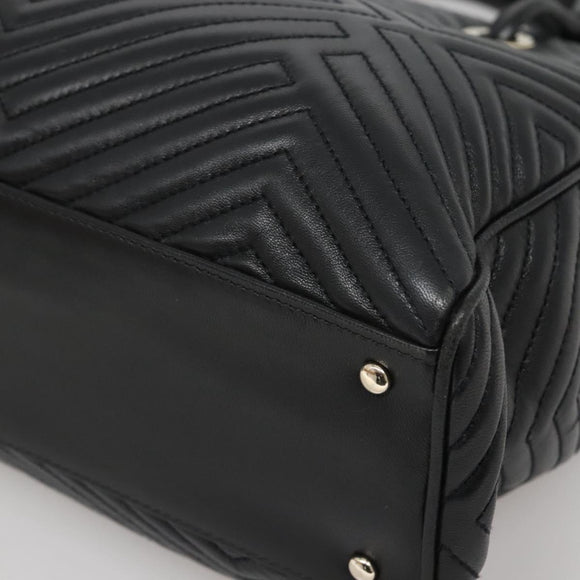 BALLY Hand Bag Leather Black Gold Auth MX364