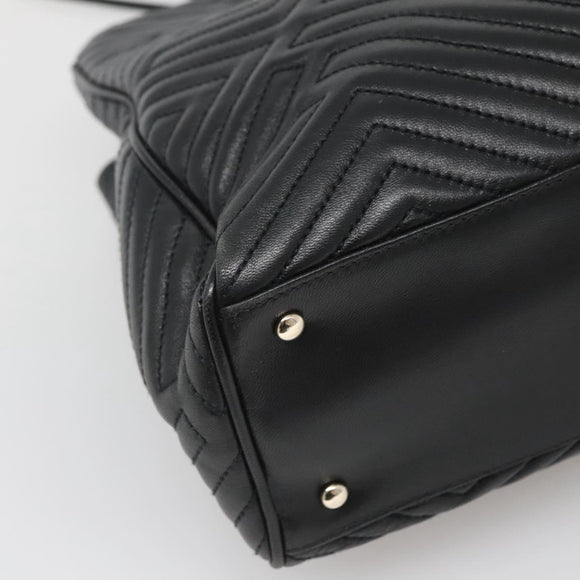 BALLY Hand Bag Leather Black Gold Auth MX364